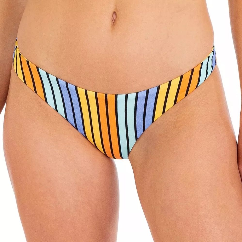 Hurley. Light Sunflower Striped Cheeky Bikini Bottom. Size Small.